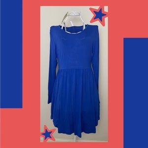 longyuan blue long sleeve dress with tags